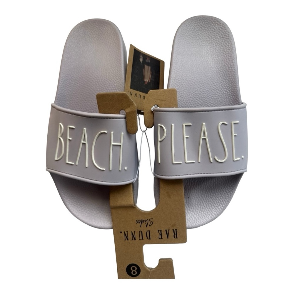 Rae Dunn Beach Please Slides Sandals Slip On Summer Pool Lavender‎ Size 8